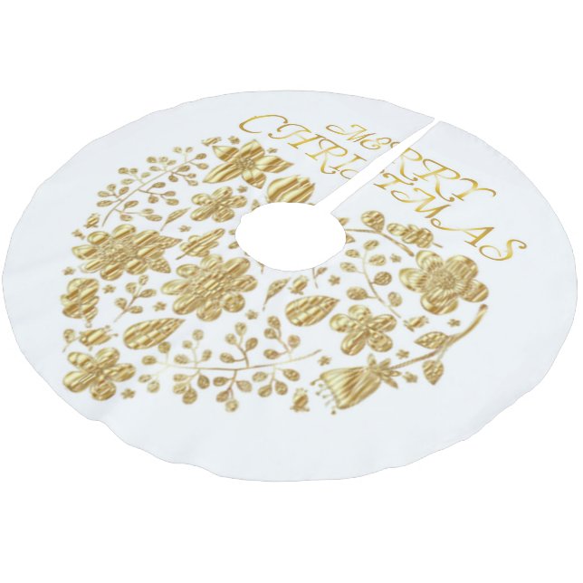 Merry Christmas Heart Brushed Polyester Tree Skirt (Angled)