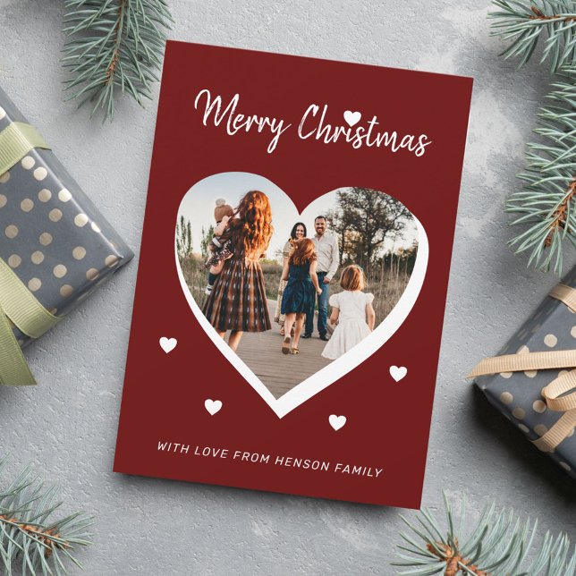 Merry Christmas Heart Family Photo  Holiday Card (Creator Uploaded)