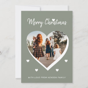 Merry Christmas Heart Family Photo  Holiday Card