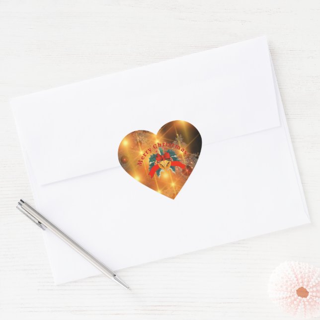 Merry Christmas, Heart Sticker (Envelope)