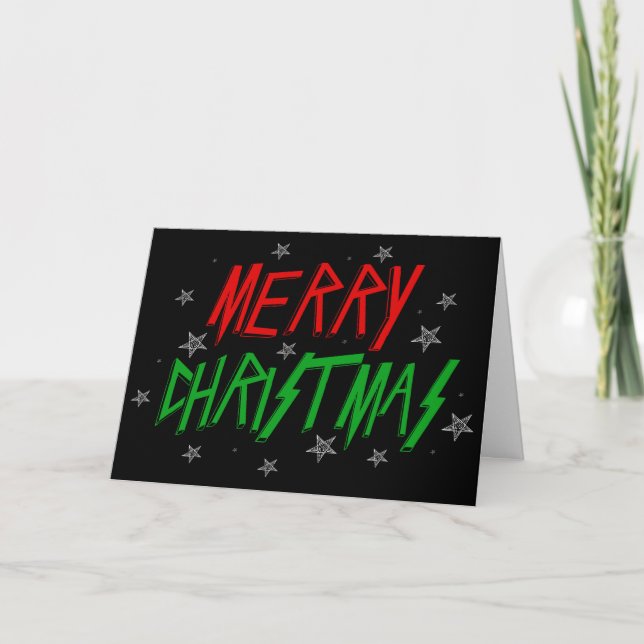 Merry Christmas Heavy Metal Style Card (Front)