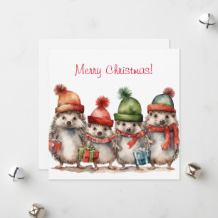 Merry Christmas Hedgehog Holiday Card