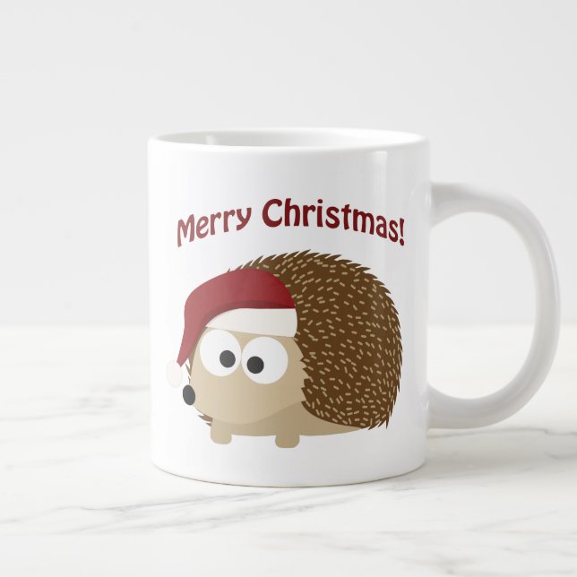 Merry Christmas Hedgehog   Large Coffee Mug (Right)