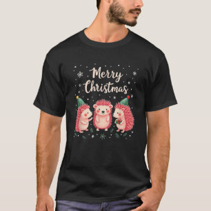 Merry Christmas Hedgehog Santa Hat Claus Animal Xm T-Shirt