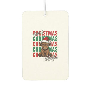 Merry Christmas Heifer Cow Holiday Shirt Design_1 Car Air Freshener