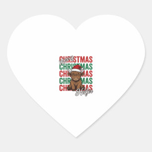 Merry Christmas Heifer Cow Holiday Shirt Design_1 Heart Sticker