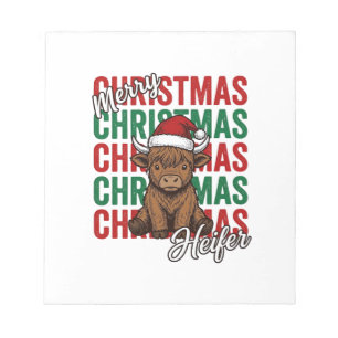 Merry Christmas Heifer Cow Holiday Shirt Design_1 Notepad