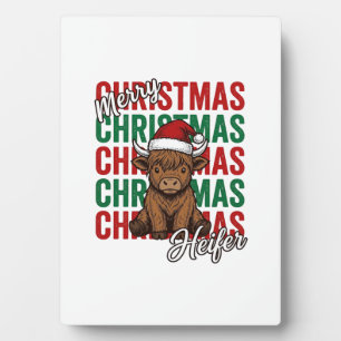 Merry Christmas Heifer Cow Holiday Shirt Design_1 Plaque