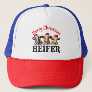Merry Christmas Heifer Funny Cow Xmas Holiday Trucker Hat