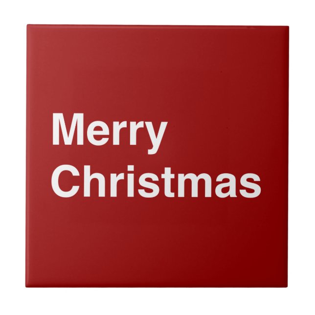 Merry Christmas Helvetica Ceramic Tile (Front)