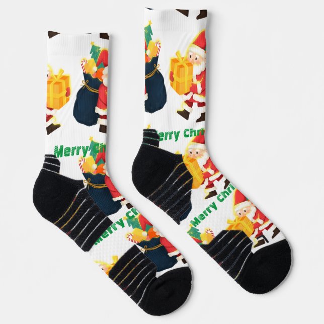 Merry Christmas High-Performance Athletic Crew Socks (Right)