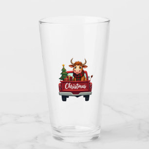 Merry Christmas Highland Cow Christmas Tree Red Tr Glass