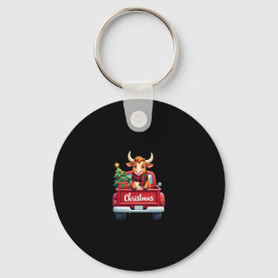 Merry Christmas Highland Cow Christmas Tree Red Tr Key Ring