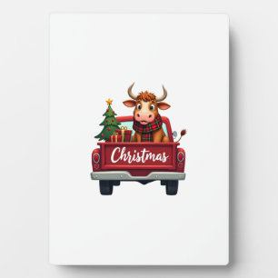 Merry Christmas Highland Cow Christmas Tree Red Tr Plaque