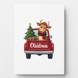 Merry Christmas Highland Cow Christmas Tree Red Tr Plaque