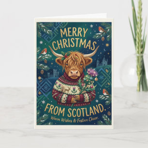 Merry Christmas Highland Cow Scottish Card
