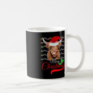 Merry Christmas Highland Cow Western Santa Hat Xma Coffee Mug
