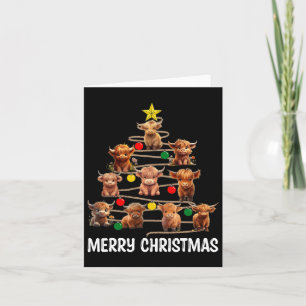 Merry Christmas Highland Cow Western Xmas Tree Paj Card