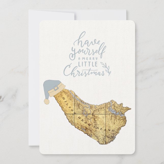 Merry Christmas Hilton Head Island Map Coastal Holiday Card (Front)