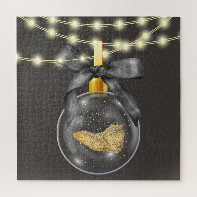 Merry Christmas Hilton Head Island Map Ornament Jigsaw Puzzle (Vertical)