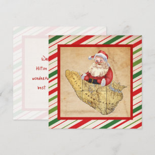 Merry Christmas Hilton Head Island Map with Santa Holiday Card