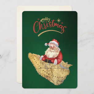 Merry Christmas Hilton Head Island Map with Santa Holiday Card