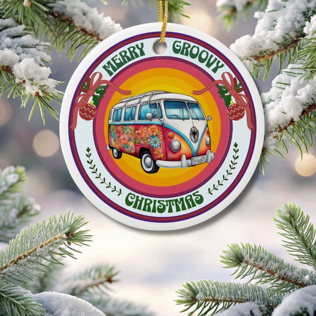 Merry Christmas Hippie Van Ornament (Creator Uploaded)