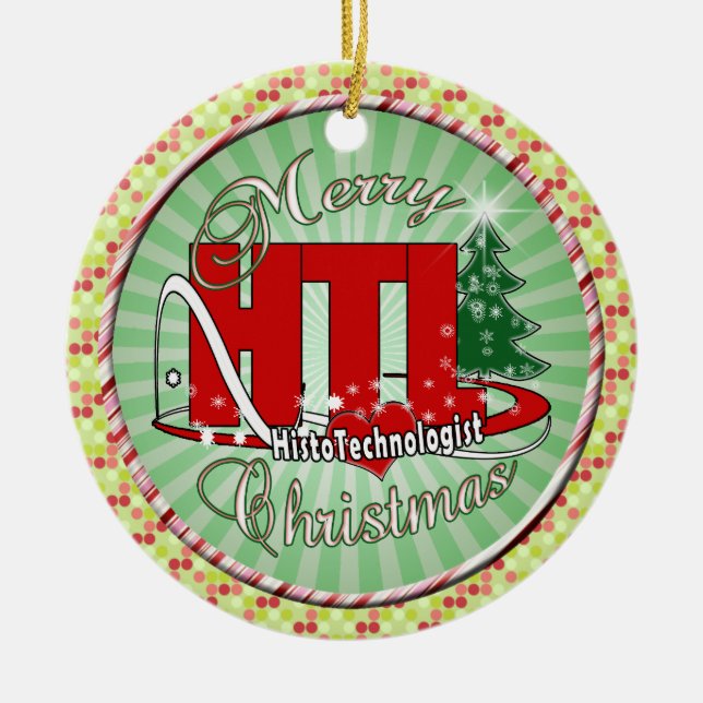 MERRY CHRISTMAS HISTOTECHNOLOGIST CERAMIC TREE DECORATION (Front)
