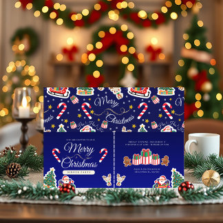 Merry Christmas, HO!HO!HO! Custom Blue Invitation