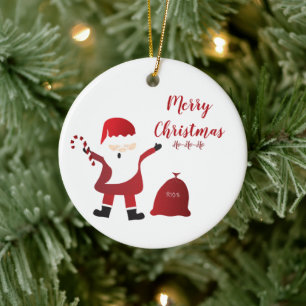 Merry Christmas Ho Ho Ho Santa Claus Ceramic Ornament