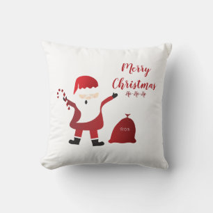 Merry Christmas Ho Ho Ho Santa Claus Red Cushion