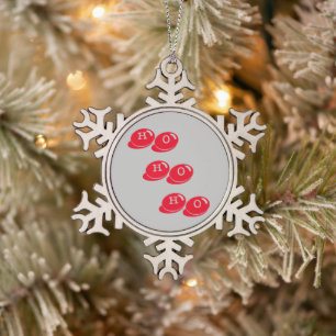 merry christmas ho ho ho snowflake pewter christmas ornament