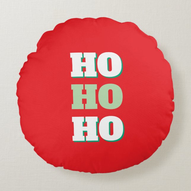 Merry Christmas HoHoHo Party Minimalist Plain Round Cushion (Front)