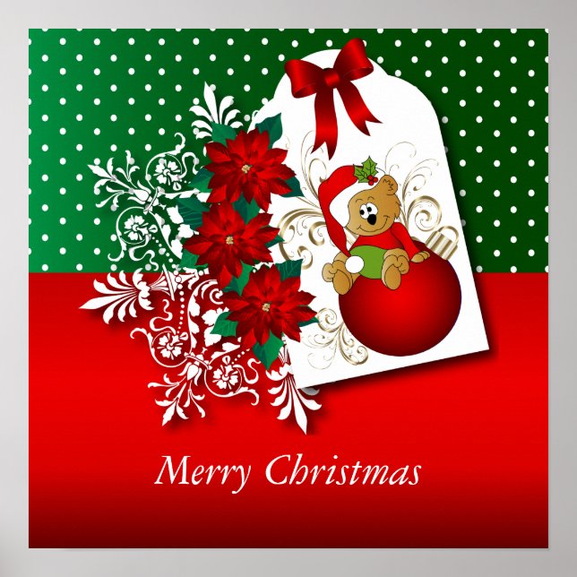Merry Christmas Holiday Bear Poster (Front)