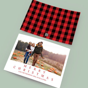 Merry Christmas Holiday Buffalo Check One Photo Card