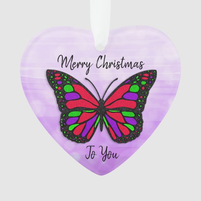 Merry Christmas Holiday Butterfly Holiday Keepsake Ornament (Front)