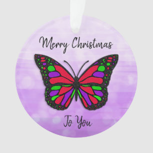 Merry Christmas Holiday Butterfly Holiday Keepsake Ornament