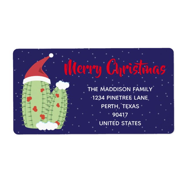 Merry Christmas Holiday Cacti Cactus Address Label (Front)