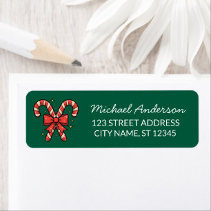 Merry Christmas Holiday Candy Cane Return Address Label