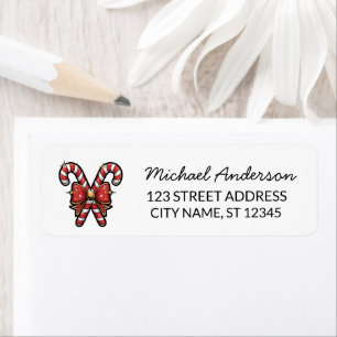 Merry Christmas Holiday Candy Cane Return Address Label