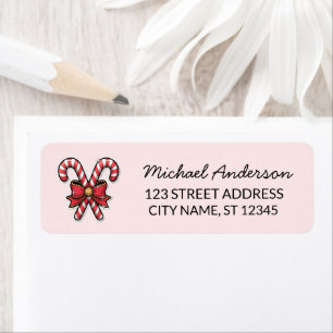 Merry Christmas Holiday Candy Cane Return Address Label