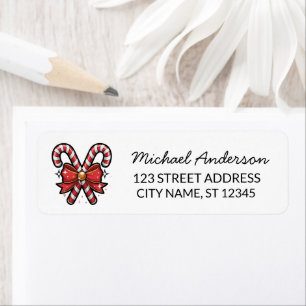 Merry Christmas Holiday Candy Cane Return Address Label
