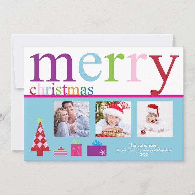 Merry Christmas Holiday Card (blue) (Front)