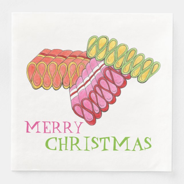 Merry Christmas Holiday Classic Ribbon Candy Napkin (Front)