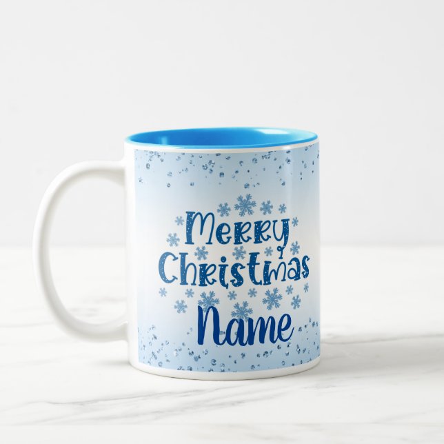Merry Christmas Holiday Coffee Tea Mug (Left)