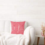 Merry Christmas Holiday Cushion<br><div class="desc">Merry in a chic white script on a pattern of white squiggles and dots,  this red throw pillow is perfect to decorate your home for the holidays. MATCHING items in our store.</div>
