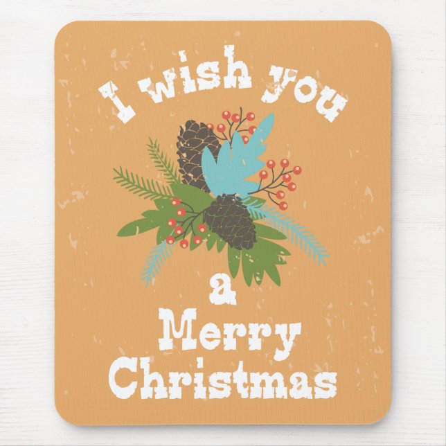 Merry Christmas Holiday Decor Mouse Pad (Front)