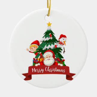 Merry Christmas Holiday Design Ceramic Ornament