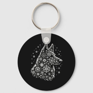 Merry Christmas Holiday Dog - Snowflake German She Key Ring
