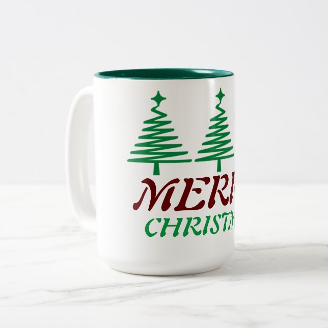  Merry Christmas Holiday Elegant Two-Tone Coffee Mug (Front Left)